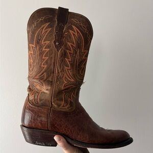Vintage Lucchese Men's Brown Leather Western Cowboy Boots
